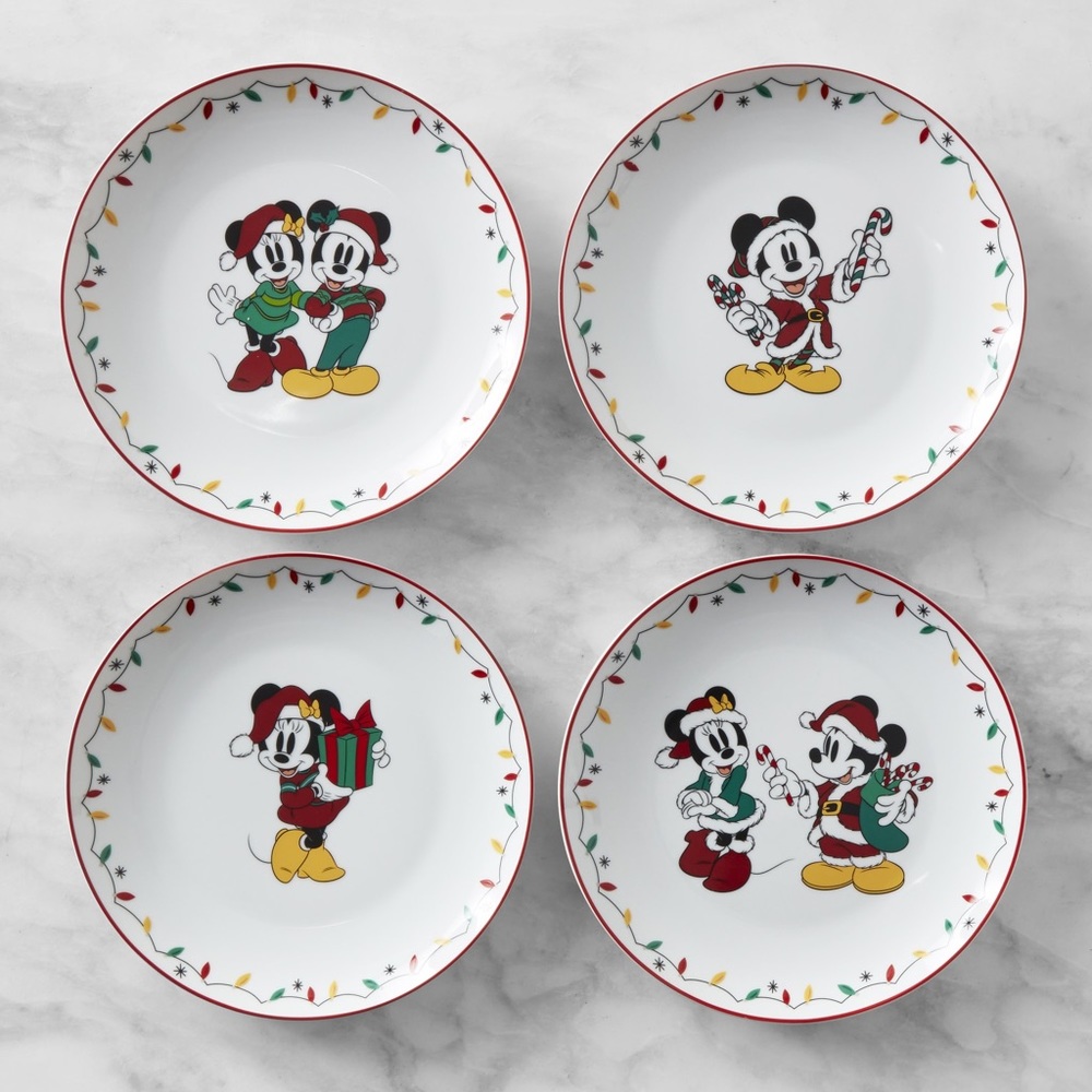 Disney Mickey Mouse and Minnie Mouse Holiday Plates, Set of 4 🎄
